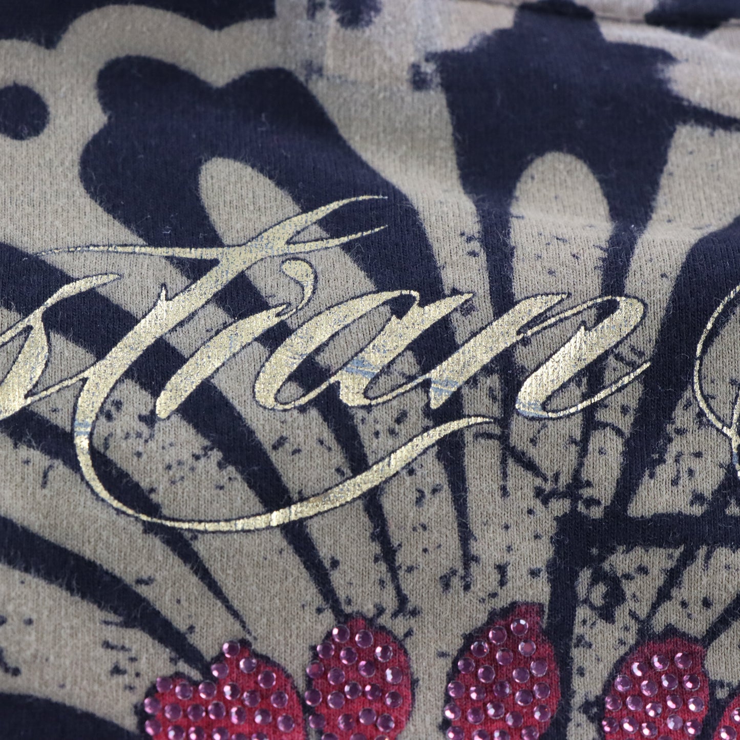 Vintage CHRISTIAN AUDIGIER Rhinestone Logo & Gold Foil Snakes All Over Print Y2K Tee USA Made (S) Vintage Sole Melbourne