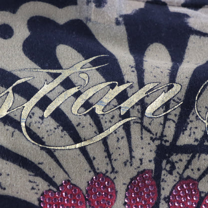 Vintage CHRISTIAN AUDIGIER Rhinestone Logo & Gold Foil Snakes All Over Print Y2K Tee USA Made (S) Vintage Sole Melbourne