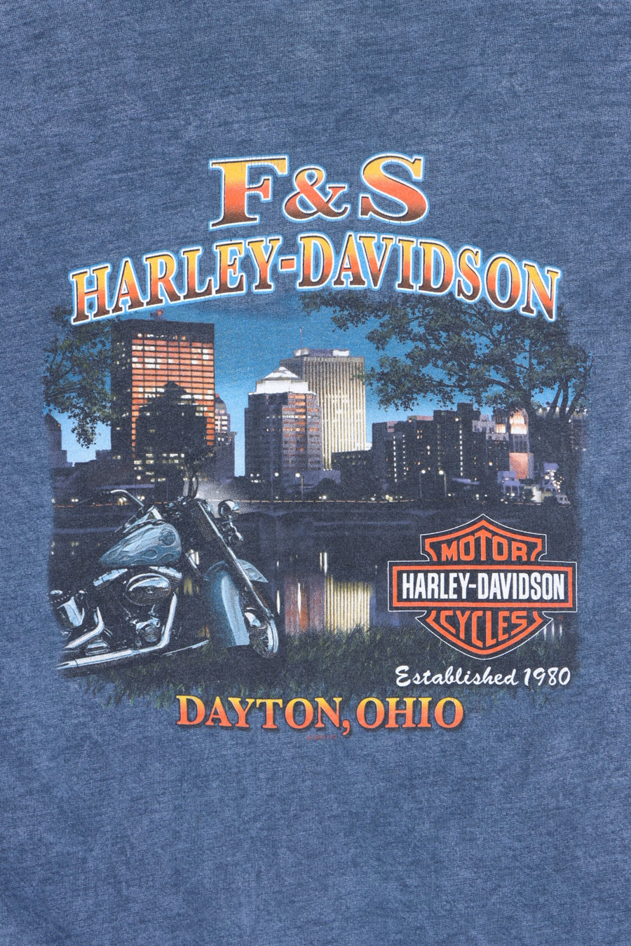 HARLEY DAVIDSON Ohio Front Back Blue Acid Wash Sweatshirt (M)
