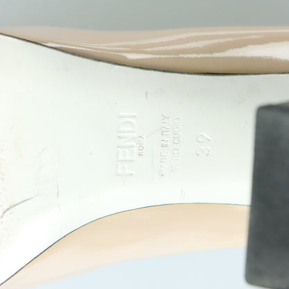 FENDI 'Eloise' Patent Pale Pink Italy Made Round Toe Pump Heels (39)