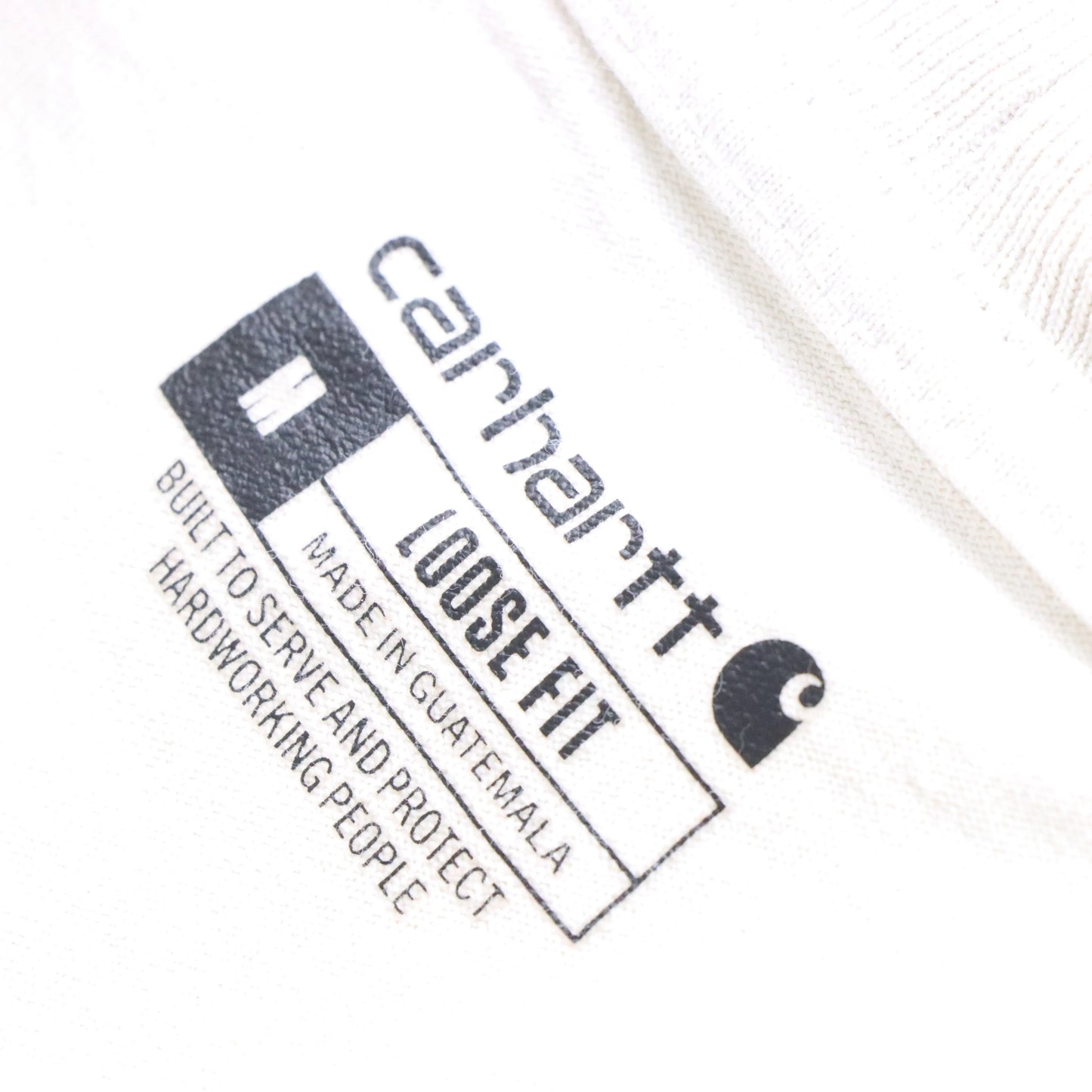 Vintage CARHARTT 'Loose Fit' Pocket Logo Beige Workwear T-Shirt (M-L)