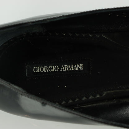 GIORGIO ARMARNI Patent Embellished Italy Made Black Flats (38)