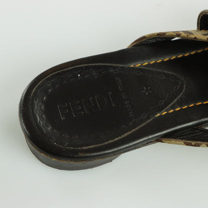 FENDI Italian Made Turquoise & Brown Flat Leather Sandals (39.5)