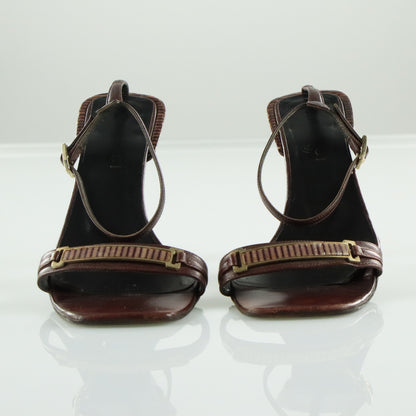 GUCCI Italian Made Strappy Brown Striped Sandal Heels (6.5)