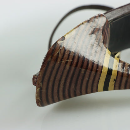 GUCCI Italian Made Strappy Brown Striped Sandal Heels (6.5)