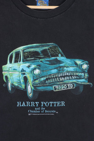 Harry Potter Chamber of Secrets 2002 Flying Ford Anglia T-Shirt (L)