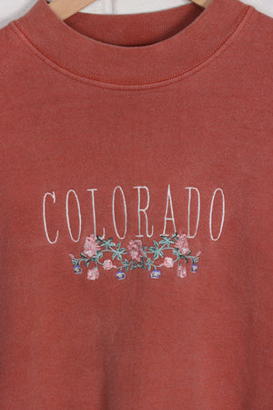 Colorado Embroidered Flowers Destination Sweatshirt USA Made (M-L)