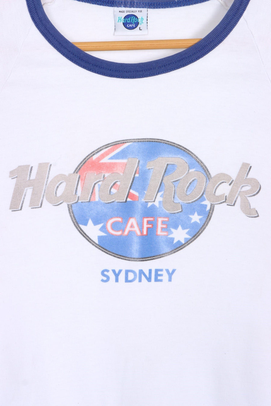 HARD ROCK CAFE Sydney Single Stitch Ringer Tee Australia Made (S)