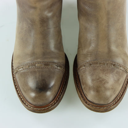 CHLOE 'ITALY Made' Leather Knee High Mid Heel Brown Detailed Leather Boot (36.5)