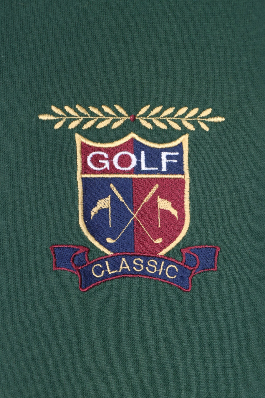 Golf Classic Embroidered Crest Shield Ringer Sweatshirt USA Made (L-XL)