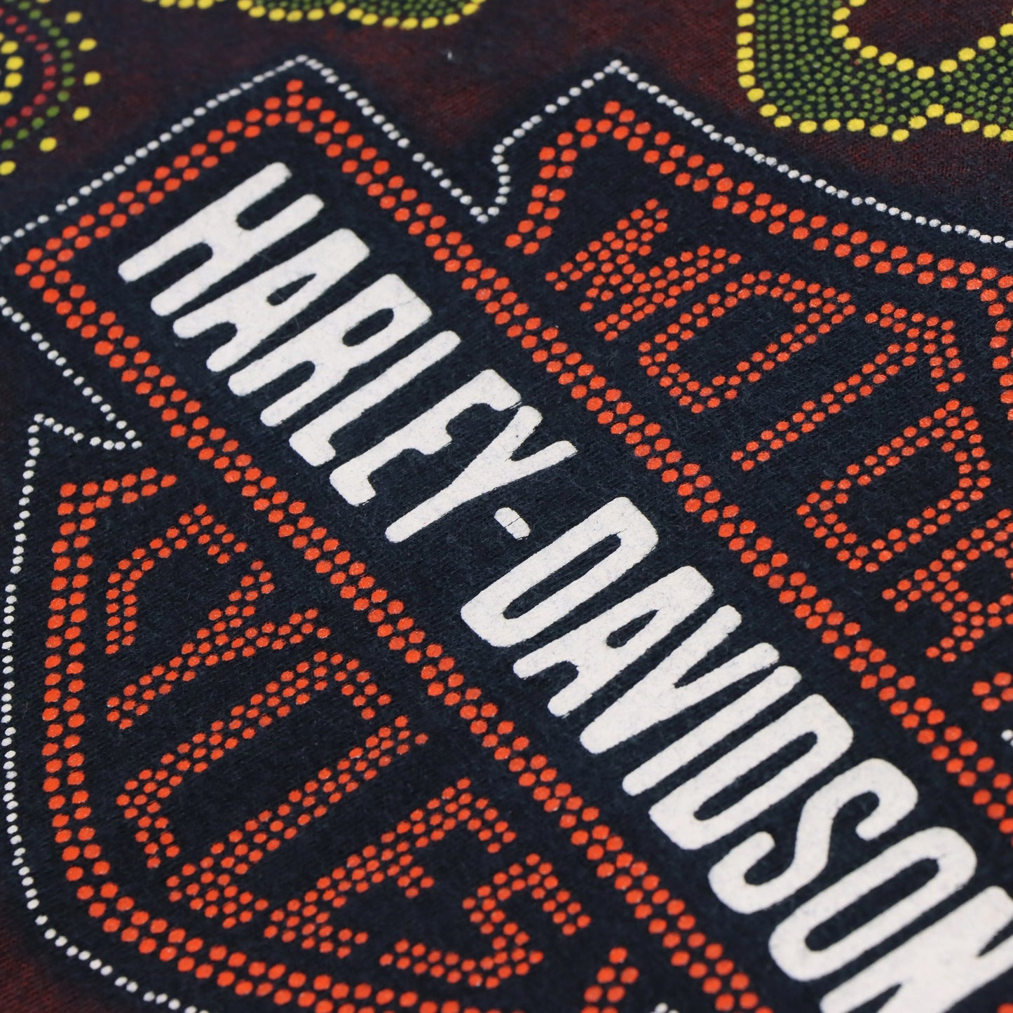 1996 Vintage HARLEY DAVIDSON 'Australia' Boomerang Art Spell Out Black T-Shirt (XL)