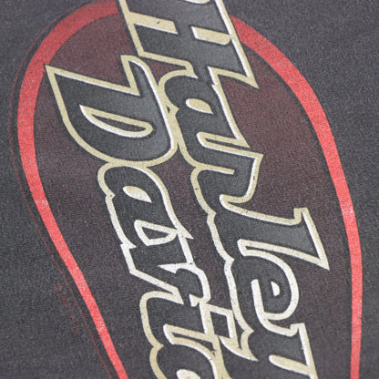 Vintage HARLEY DAVIDSON Y2K 'Warr's' England Logo Grey Faded Motorcycle T-Shirt (XXL)