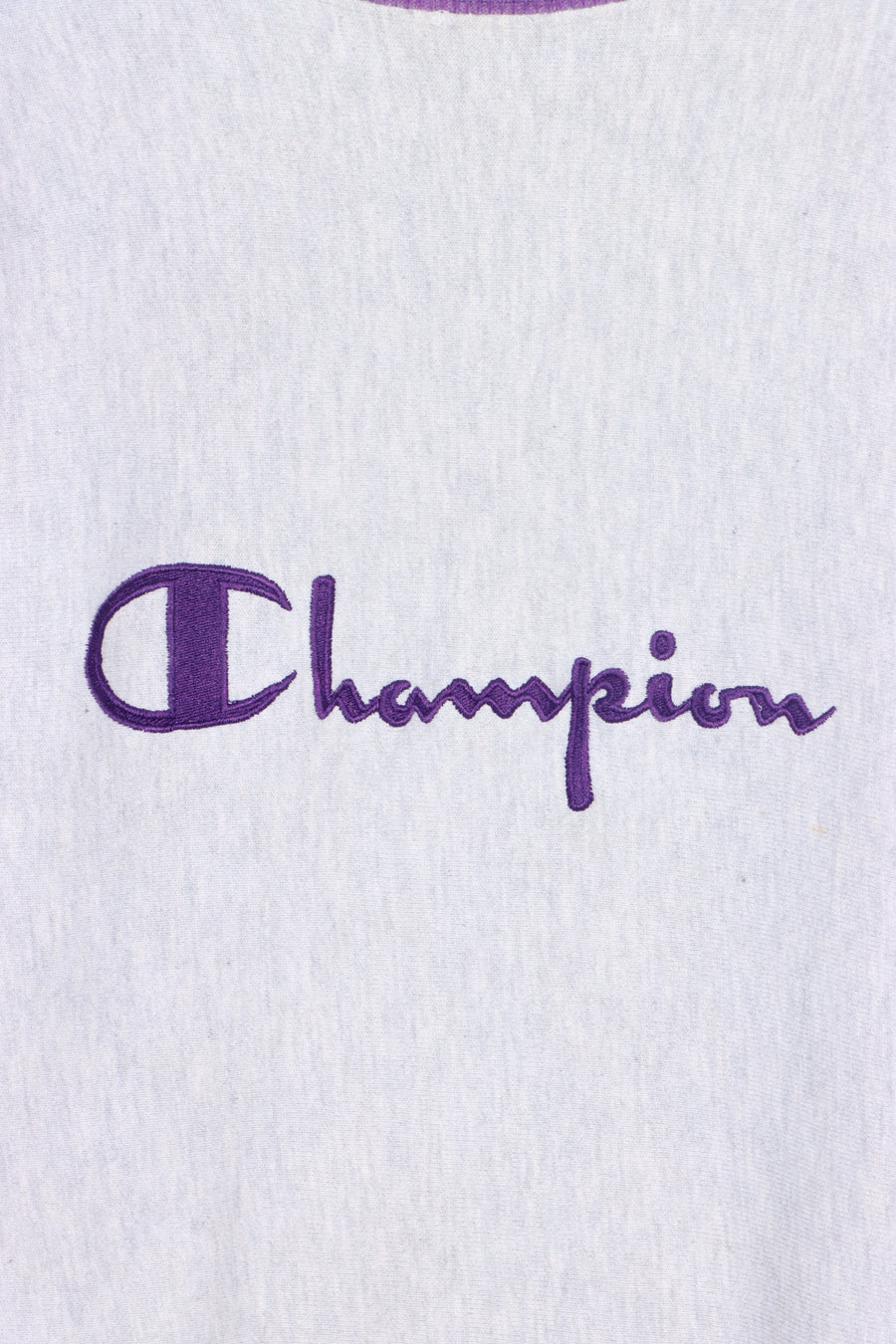 CHAMPION Reverse Weave Grey Marle & Purple Ringer Sweatshirt (M-L)