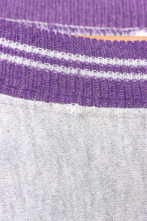 CHAMPION Reverse Weave Grey Marle & Purple Ringer Sweatshirt (M-L)