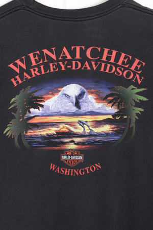 Wenatchee HARLEY DAVIDSON Big Logo Front Back T-Shirt USA Made (L)