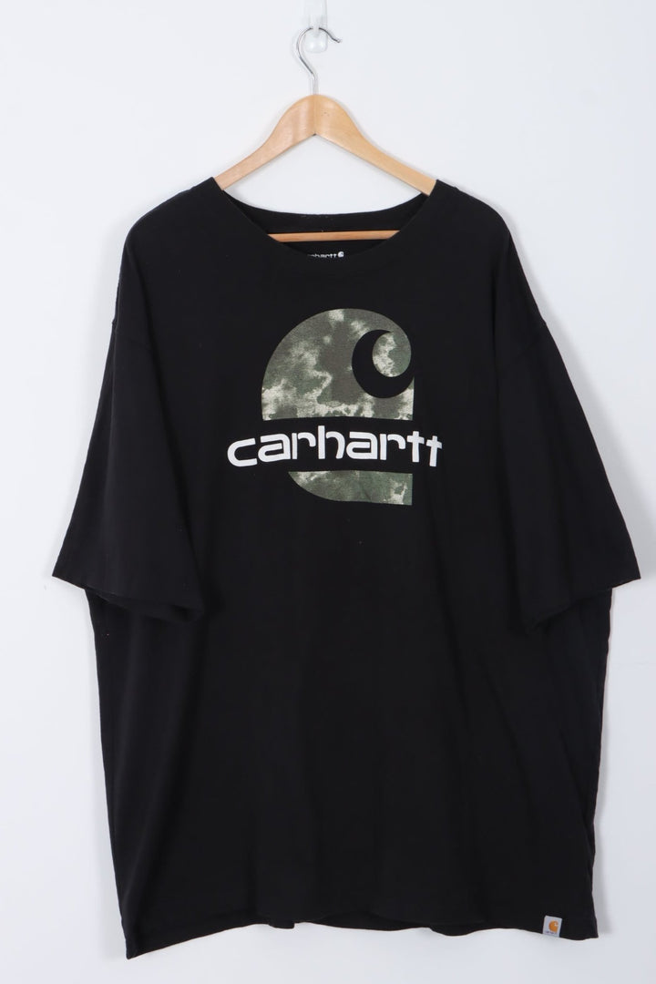 CARHARTT Camouflage Large Centre Logo Black Loose Fit T-Shirt (XXL)