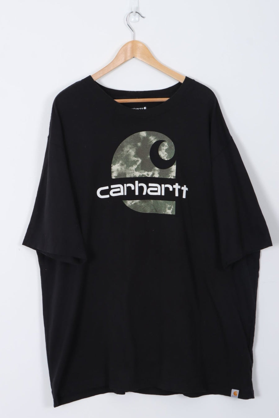 CARHARTT Camouflage Large Centre Logo Black Loose Fit T-Shirt (XXL)