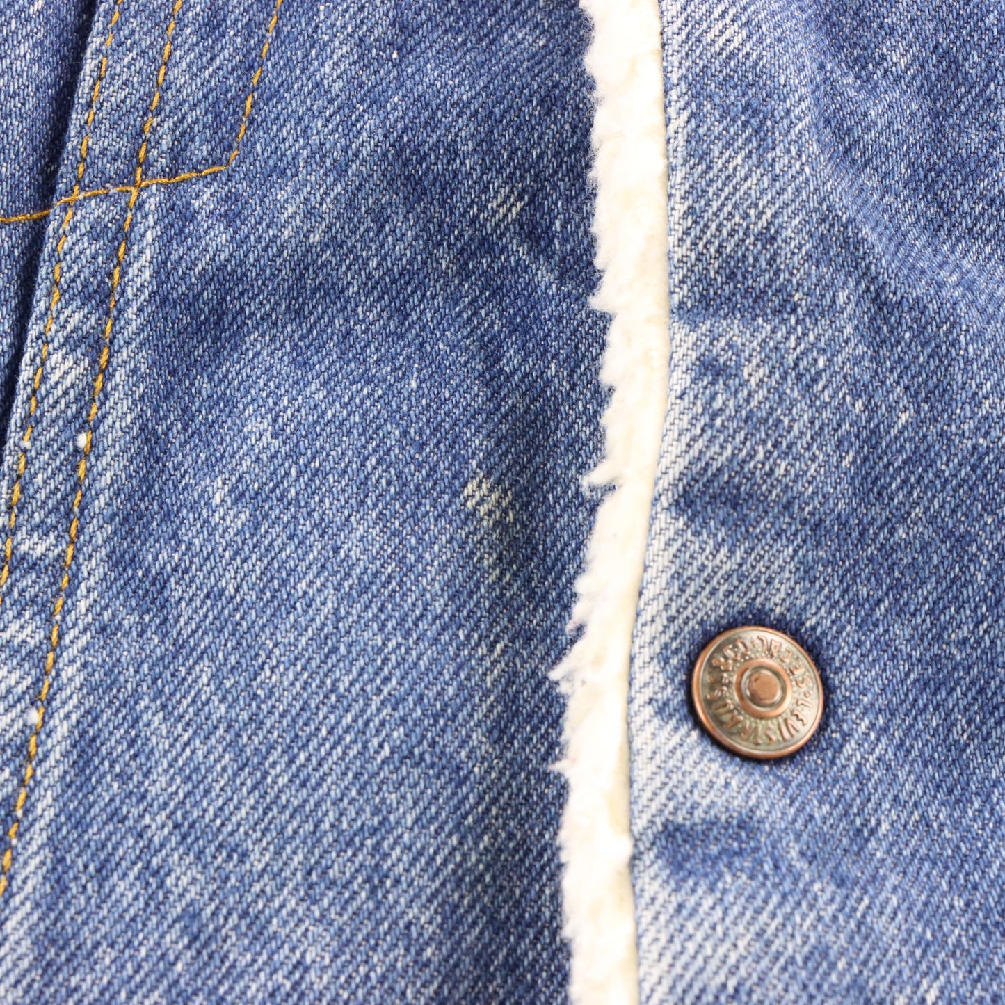 Vintage LEVI'S Sherpa Lined Blue Denim Snap Button Trucker Jacket USA Made (XS) Vintage Sole Melbourne