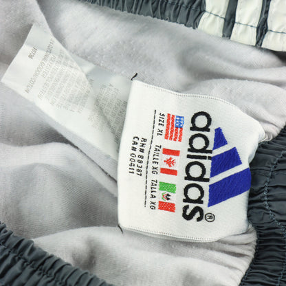 ADIDAS Embroidered Logo Grey & White Tear Away Trackpants (XL)