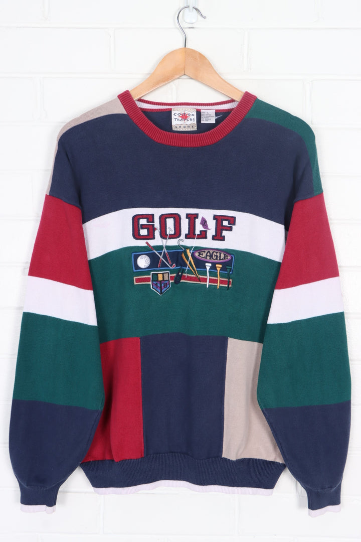 Golf Embroidered Colour Block Knit Sweater (L)