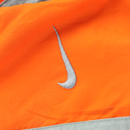 NIKE Embroidered Swoosh Logo Orange & Grey Drawstring Track Pants (M)