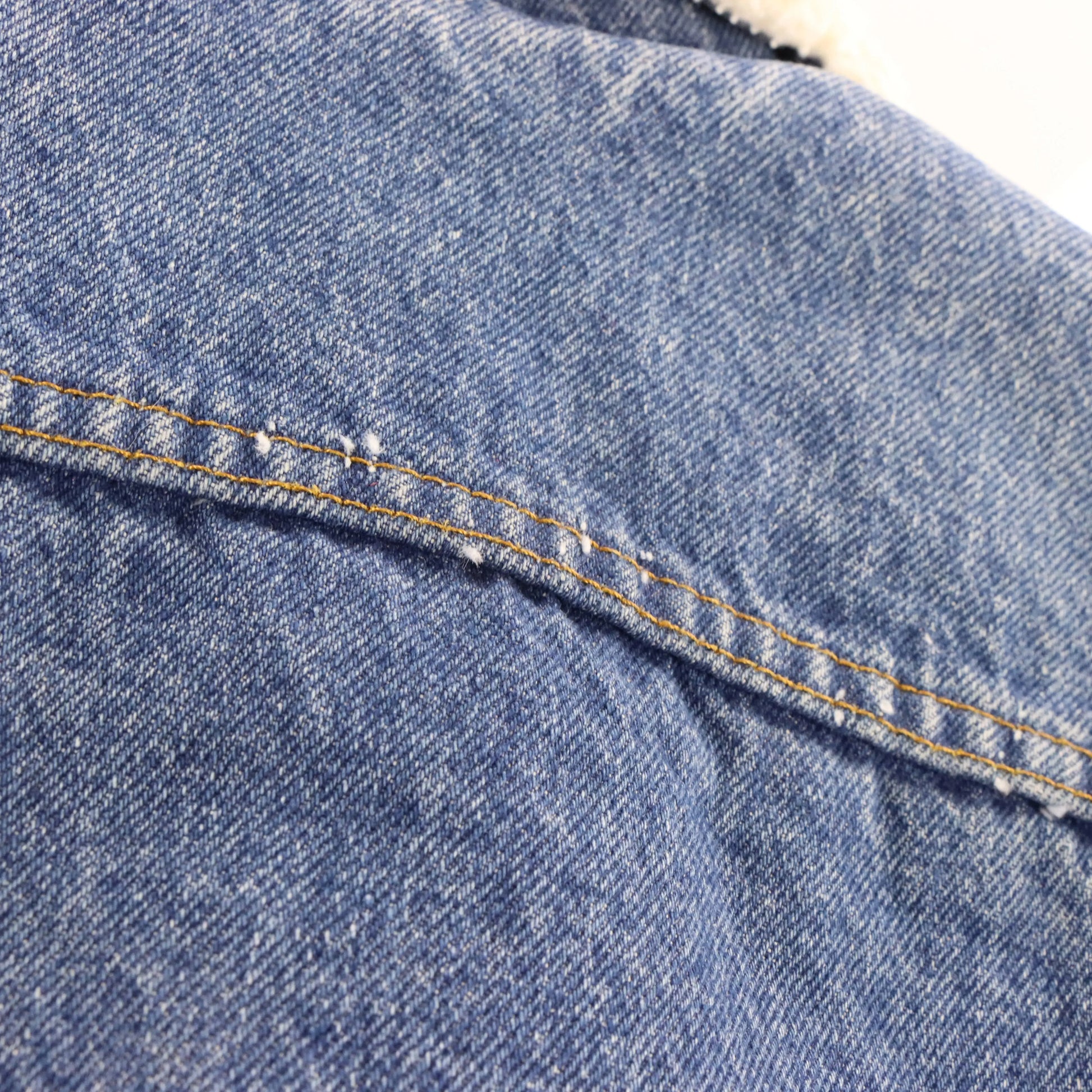 Vintage LEVI'S Sherpa Lined Blue Denim Snap Button Trucker Jacket USA Made (XS) Vintage Sole Melbourne