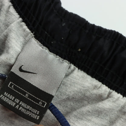 NIKE Embroidered Spell Out Logo Grey & Navy Track Pants (L)