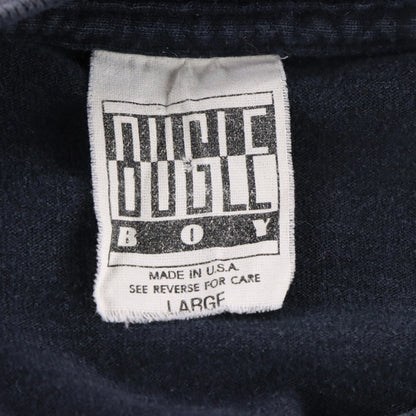 Vintage BUGLE BOY "Visual" Shimmer Graphic Faded Black Single Stitch Tee USA Made (L)