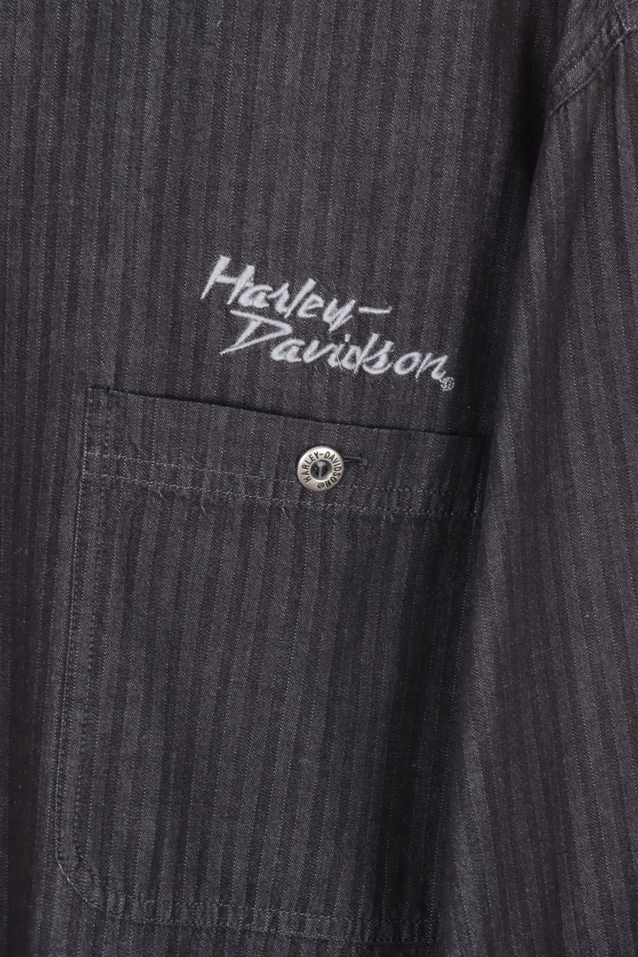 HARLEY DAVIDSON Embroidered Grey Striped Long Sleeve Shirt (XXL)