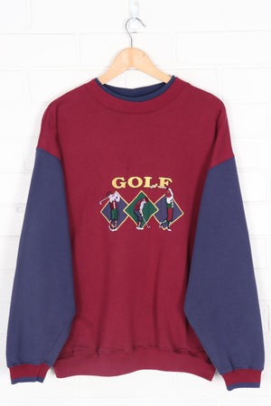 GOLF Sports Embroidered Purple & Burgundy Panel Sweatshirt (L-XL)