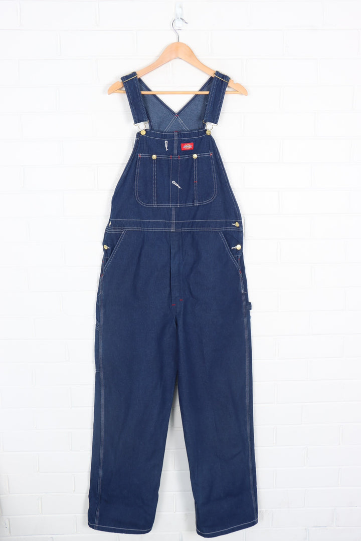 DICKIES Dark Wash Contrast Stitching Long Overalls (34x34)