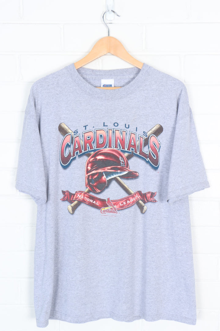 Grey St Louis Cardinals Baseball MLB Helmet Tee (XL)