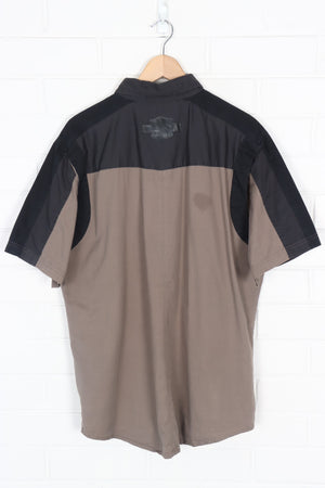 HARLEY DAVIDSON Black & Brown Panel Short Sleeve Shirt (L-XL)