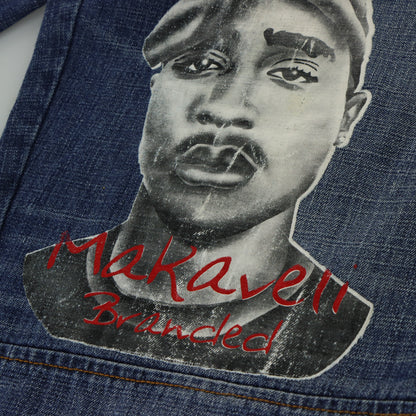 MAKAVELI BRANDED Y2K 2 Pac Rapper Embroidered Jeans (36)