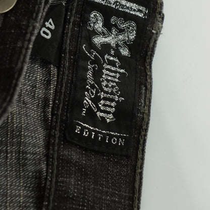 SOUTH POLE Y2K Embroidered Distressed Grunge Black Faded Jeans (40)