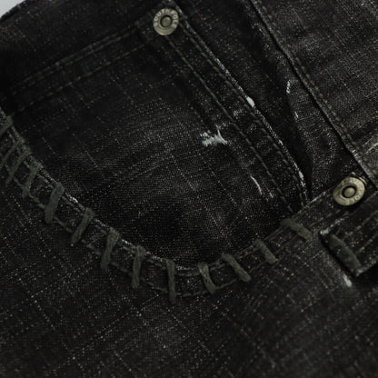 SOUTH POLE Y2K Embroidered Distressed Grunge Black Faded Jeans (40)