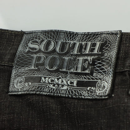 SOUTH POLE Y2K Embroidered Distressed Grunge Black Faded Jeans (40)