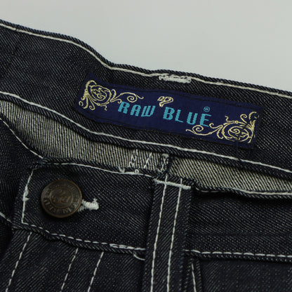 RAW BLUE Y2K Embroidered Sneaker Lace Dark Wash Jeans (34x32)