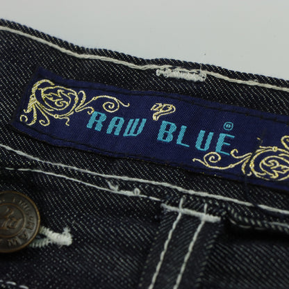 RAW BLUE Y2K Embroidered Sneaker Lace Dark Wash Jeans (34x32)