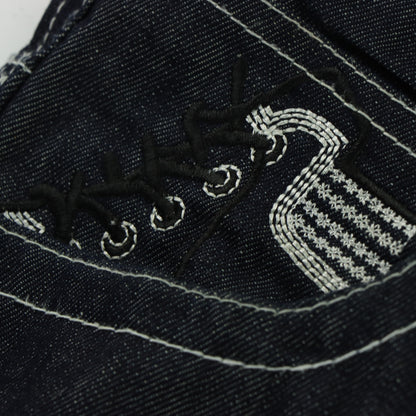 RAW BLUE Y2K Embroidered Sneaker Lace Dark Wash Jeans (34x32)