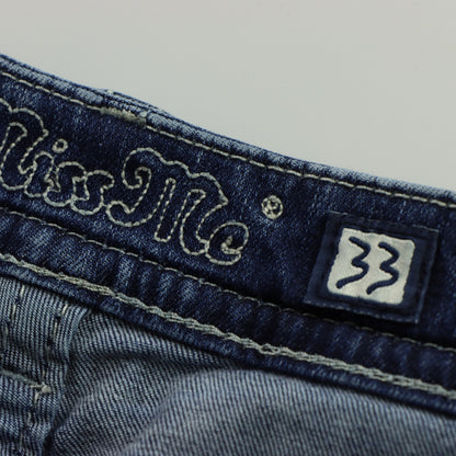 MISS ME Y2K Embellished Feather Pocket 'Mid Rise Curvy Boot' Jeans (33)