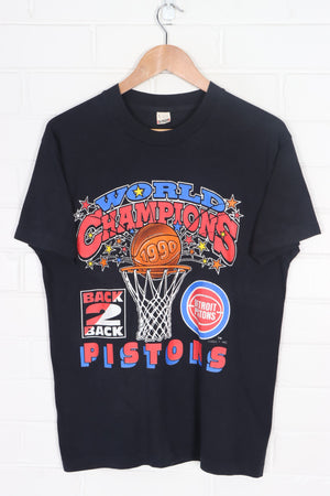 NBA Detroit Pistons 1990 Champions Single Stitch T-Shirt USA Made (S-M)