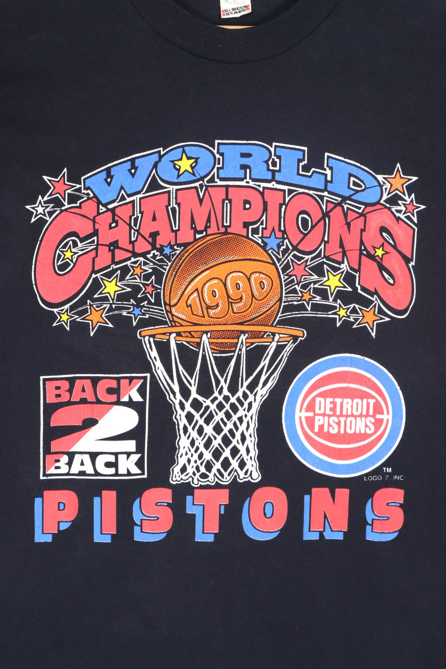 NBA Detroit Pistons 1990 Champions Single Stitch T-Shirt USA Made (S-M)