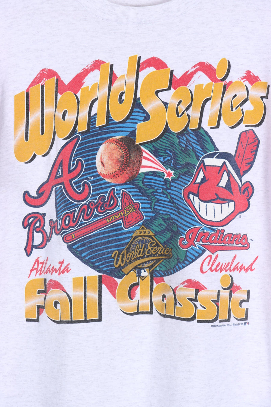 Vintage 1995 World Series MLB Atlanta vs Cleveland Baseball Tee (M-L)