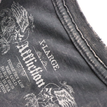 Vintage AFFLICTION Y2K Distressed Skull Dagger Eyes Cross Wing USA Made T-Shirt (XL) Vintage Sole Melbourne