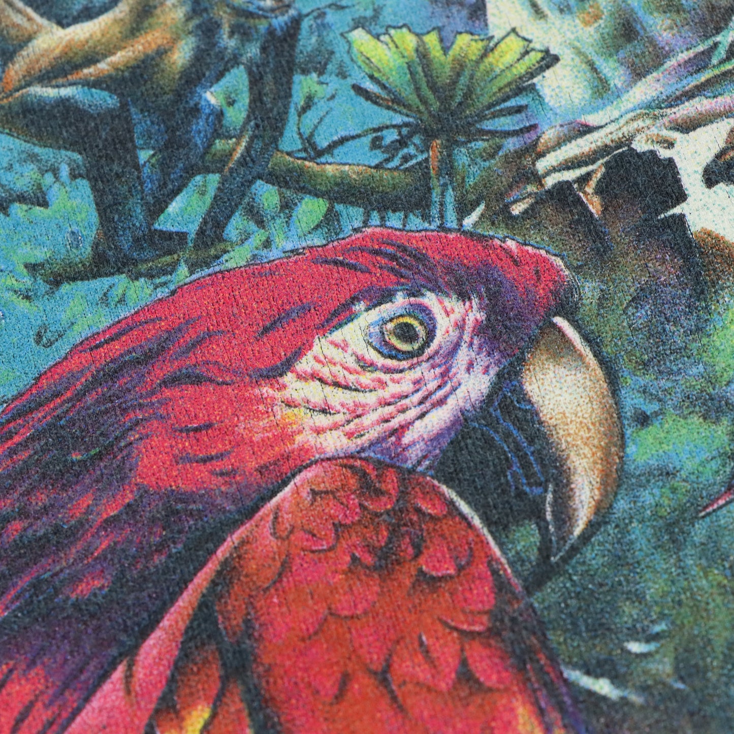 Vintage Tropical Rainforest Animals Double Sided USA Made Single Stitch Teal T-Shirt (XXL) Vintage Sole Melbourne