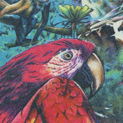 Vintage Tropical Rainforest Animals Double Sided USA Made Single Stitch Teal T-Shirt (XXL) Vintage Sole Melbourne