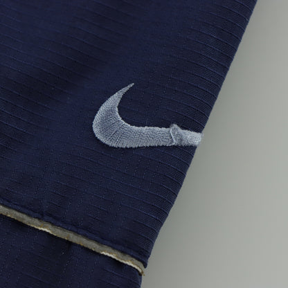 NIKE Embroidered Swoosh Spell Out Logo Navy Hooded Jacket (L)
