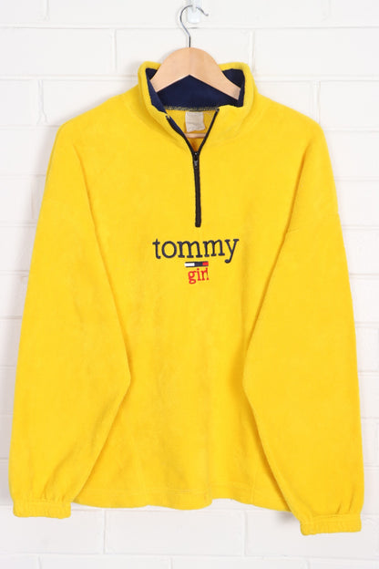 TOMMY HILFIGER 'Tommy Girl' Yellow 1/4 Zip Fleece Sweatshirt Canada Made (L)
