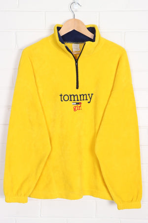 TOMMY HILFIGER 'Tommy Girl' Yellow 1/4 Zip Fleece Sweatshirt Canada Made (L-XL)